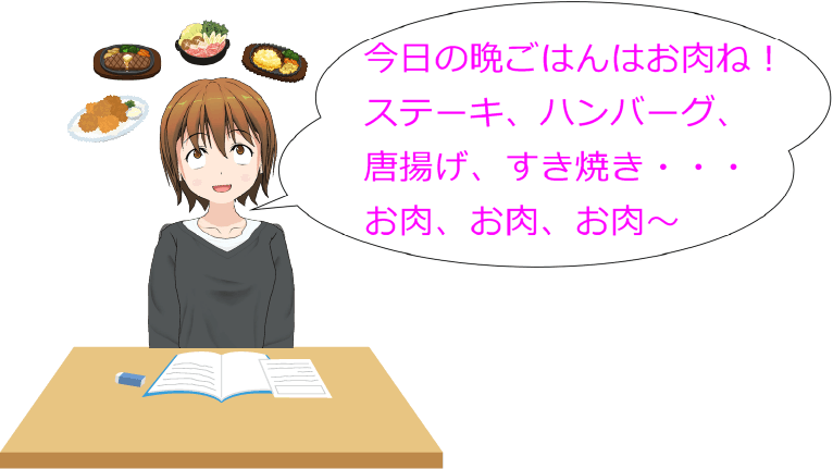 葵 今日の晩ごはんはお肉ね！ステーキ、ハンバーグ、唐揚げ、すき焼き・・・お肉、お肉、お肉～