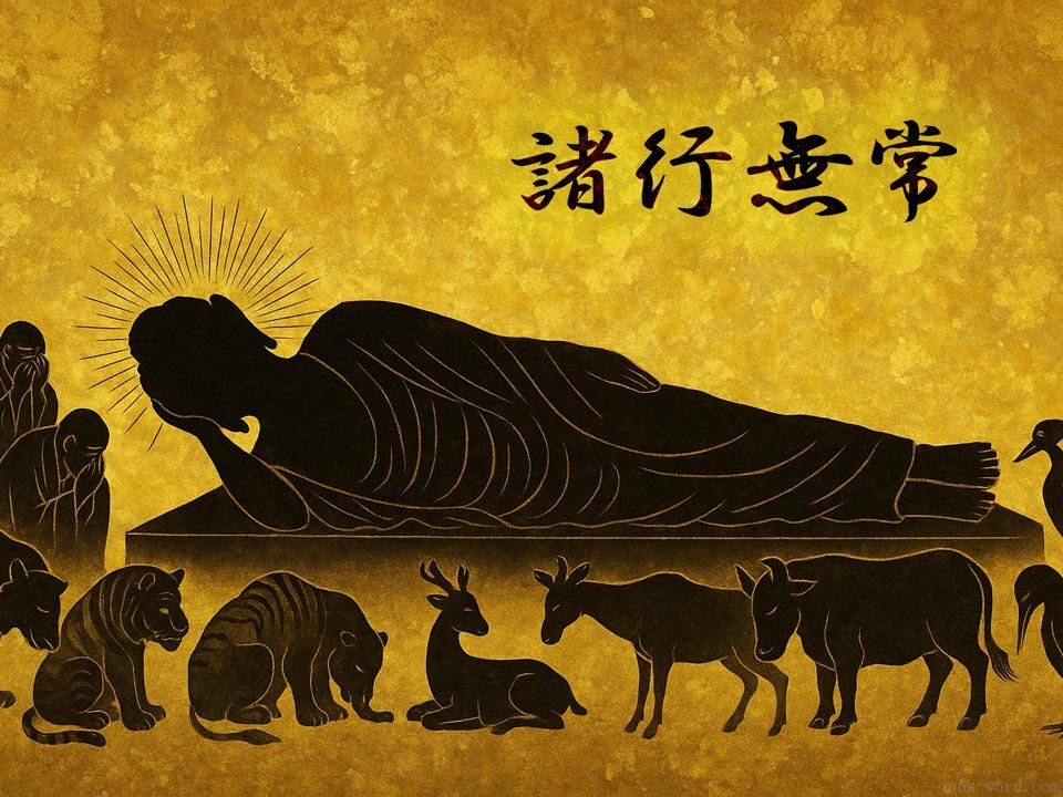 取手市埋蔵文化財センター企画展「文化財に託されたおもい」が開催中！絹本金箔地刺繍釈迦涅槃図など仏教美術の世界を解説【歴史ニュース】涅槃図のイメージ画像 作成：junk-word.com