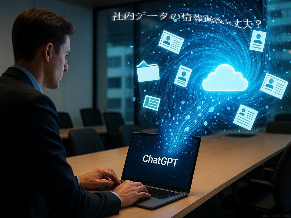 ChatGPTを会社で使うリスク―約半数が社内規定を知らずに利用していた！企業と従業員が直面するAI活用の危険性【AIニュース】イメージ画像 作成：junk-word.com
