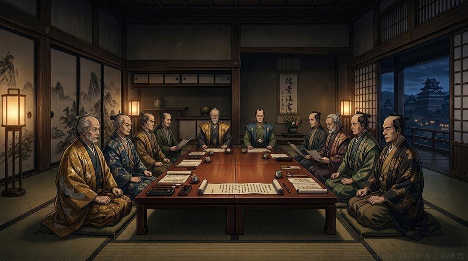 戦国時代 堺の会合衆のイメージ画像 作成：junk-word.com （爆点日本史編集部）