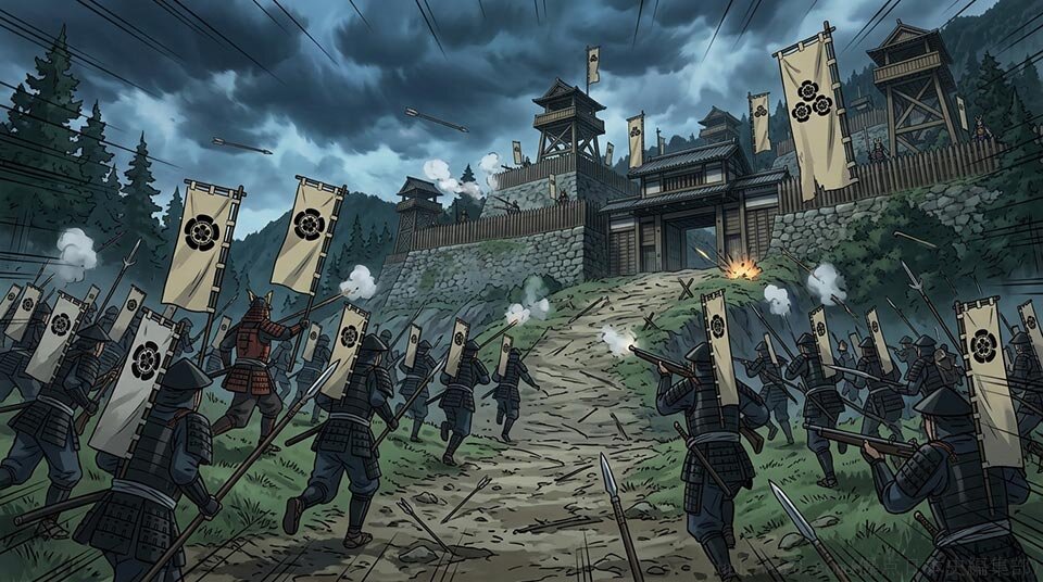 金ヶ崎の戦い 手筒山城のイメージ画像 作成:junk-word.com (爆点日本史編集部)