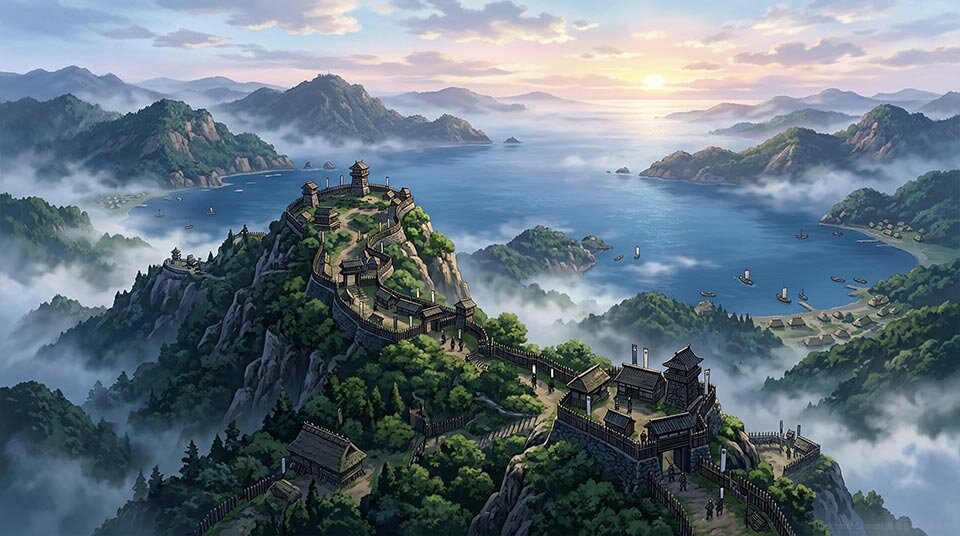 金ヶ崎の戦い 金ヶ崎城のイメージ画像 作成:junk-word.com (爆点日本史編集部)