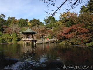 成田山公園「竜智の滝浮御堂」の紅葉