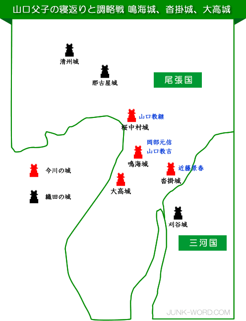 桶狭間の戦い 山口教継・教吉の離反 鳴海城、大高城、沓掛城