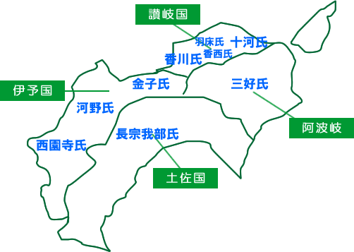 戦国時代　四国勢力図