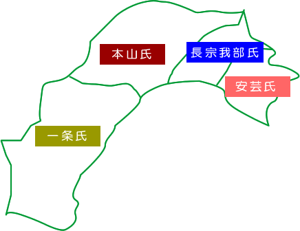 戦国時代土佐国勢力図