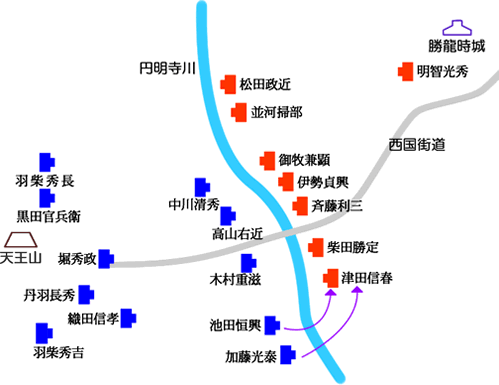 山崎の戦い地図