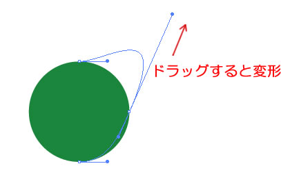 イラストレーターダイレクト選択ツール方向点をドラッグ