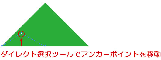 追加したアンカーポイントをダイレクト選択ツールで操作