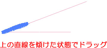 交差しない二本の直線を連結ツールでドラッグ