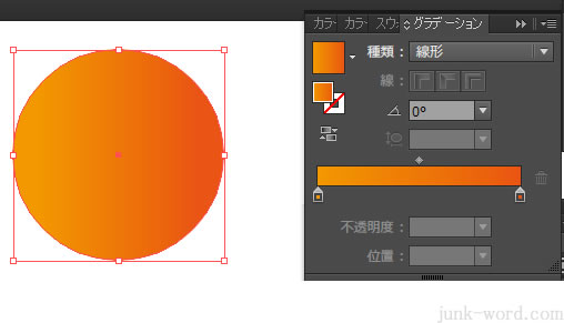 イラストレーターCC グラデーションの向きを反転