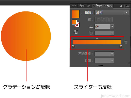 反転グラデーション スライダーも反転する