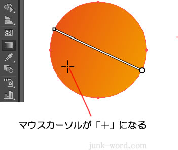 グラデーション向きを変更　マウスカーソル