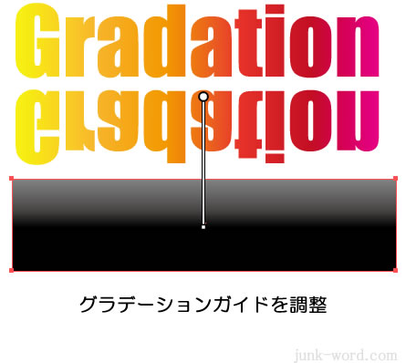 イラストレーター 線形グラデーションの白黒をガイドで調整