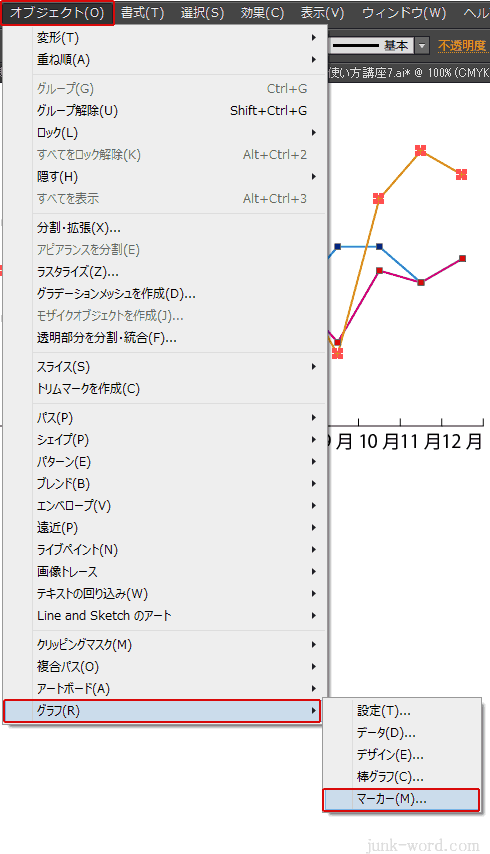 イラレ 折れ線グラフの凡例マーカーを画像に変える