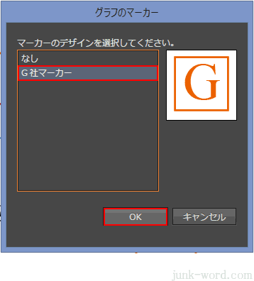 イラストレーター 「グラフのマーカー」ダイアログボックス