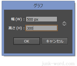 イラレ 折れ線グラフ 横幅と高さを入力